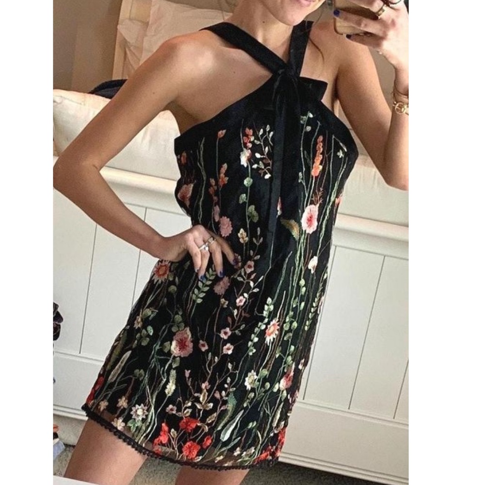 Entro Black Floral Halter Dress